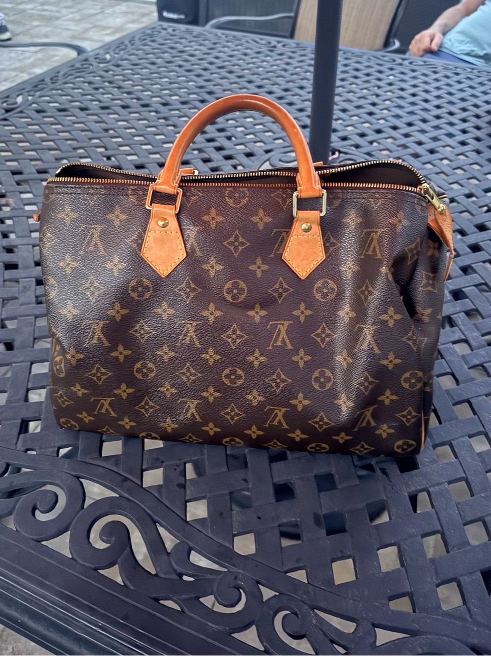 Louis Vuitton Brown Speedy 35 Monogram Canvas Duffel Bag with Tan Trim - Picture 2 of 8